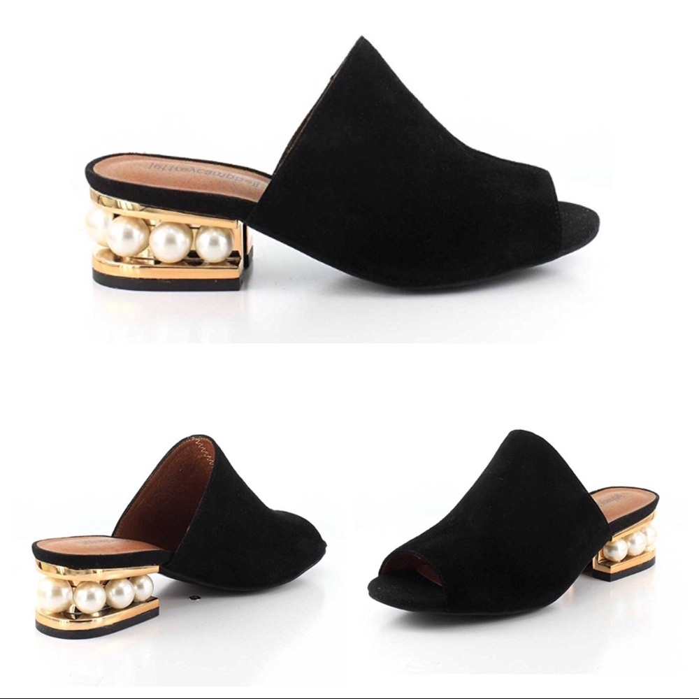 [Jeffrey Campbell] Black Slide w/ Pearl & Gold Detail
